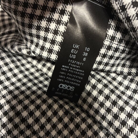 asos design Rare black white checked pleated Fit Flare mini skirt 6 Small - Picture 6 of 6